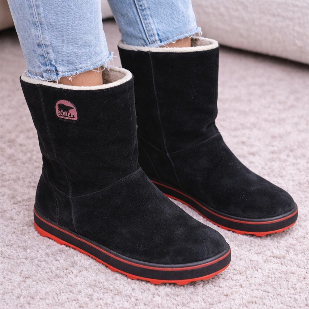 Sorel Glacy black suede waterproof winter boots. size 7